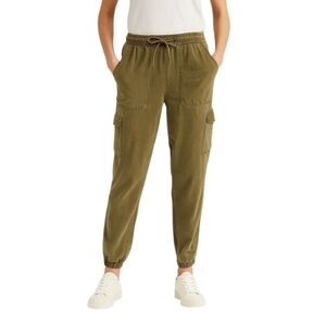 7 For All Mankind Cotton Lyocell Blend Army Cargo Jogger Pants Women's Med Green